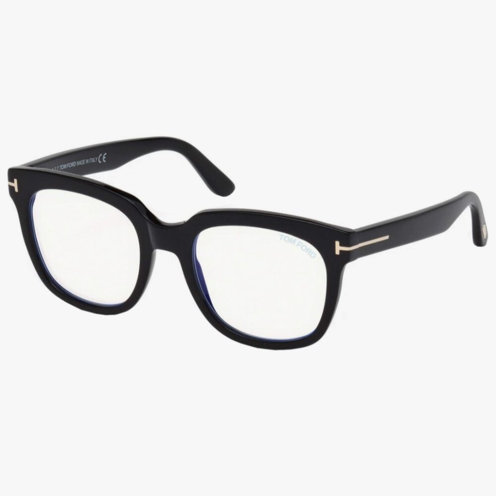 Tom Ford Black Square Optical Glasses with Gold Details